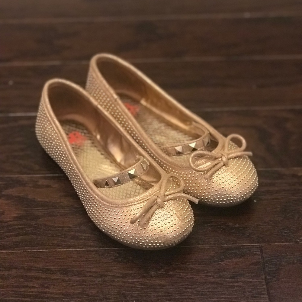Gianni Bini Girls Gold Ballerina Flats